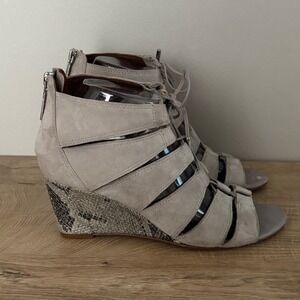 Donald Pliner Sandals Jeisa Lace Up Gladiator Snakeskin Heels Open Toe Shoes 7.5